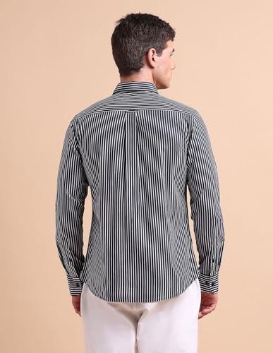 Image of U.S. POLO ASSN. Men Cotton Modal Vertical Striped Tailored Fit Shirt