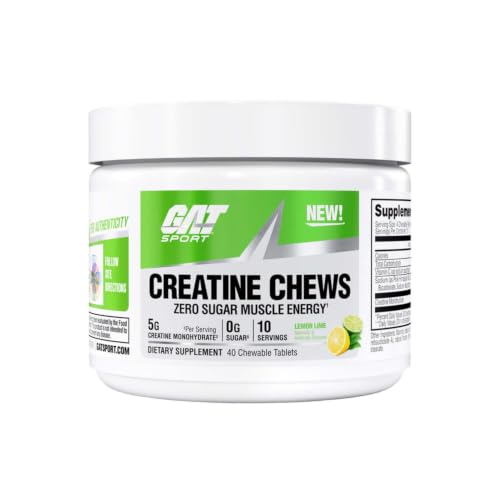 Image of GAT SPORT CREATINE Chews, Lemon Lime, 40 Tablets (10 Servings) | Sugar-Free Chewable Creatine Tablets for Muscle Growth, Muscle Size & Overall Lean Muscle Mass Support*