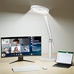 Honeywell Desk Lamp, H6 Sunturalux Eye-Caring LED Desk Light, 800LM Dimmable Table Lamp with Timer, Touch Control Tall Desk Reading Light, Rechargeable LED Lamp for Circle Webcam, Study, Bedroom