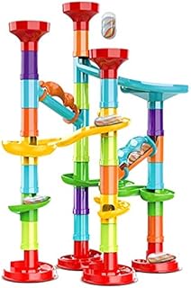 50Pcs Marble Run Set Building Blocks,Marble Race Coaster Construction Track Game,Marble Maze Race with 15 Glass Marbles for Kids Girls Boys Toys,Maze Educational Race Track Game Birthday Gifts