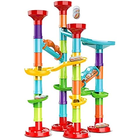 50Pcs Marble Run Set Building Blocks with 30 Glass Marbles for Kids Girls Boys Toys Stem Maze Educational Race Game Birthday Gifts (SmallB) Cover