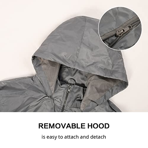 Image of Lansbojun Mens Windbreaker Waterproof Packable Rain Jacket with Hood Wind Breaker Dark Gray L