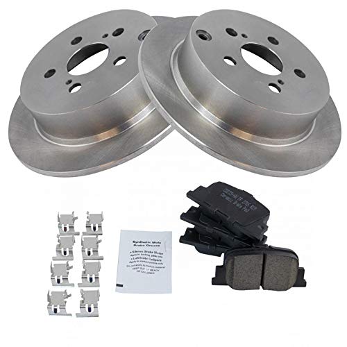 Image of TRQ Rear Brake Pad and Rotor Set Ceramic Solid Rotors