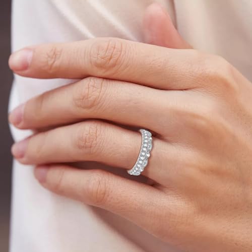 Moissanite Wedding Band Half Eternity Ring 925 Sterling Silver D Color VVSI Clarity Imitation Diamond Rings Moissanite Engagement Anniversary Stackable Ring for Women Size 5-94