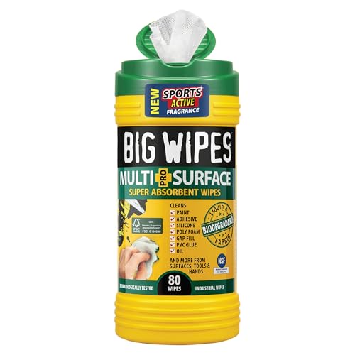 Image of BIG WIPES Heavy Duty Multi Surface Canister, Super Absorbent Cleaning Cloths for Hands, Surfaces, and Tools - 80 Count Canister (1 Pack)