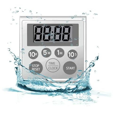 NUOSWEK Digital Timer Waterproof Shower Timer Shower Clock Bathroom Kitchen Timer with Strong Magnet and Large LCD Display (Waterproof 7 Key) Cover