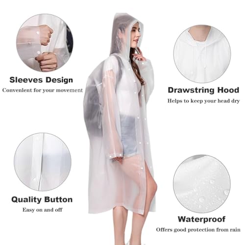 SHOCHX 2 Stück Regenjacken Wiederverwendbar Regenponcho, Unisex Eva Regenmantel Poncho Regenbekleidung Regenschutz Regen Zubehör für Wandern Camping Radfahren Reisen
