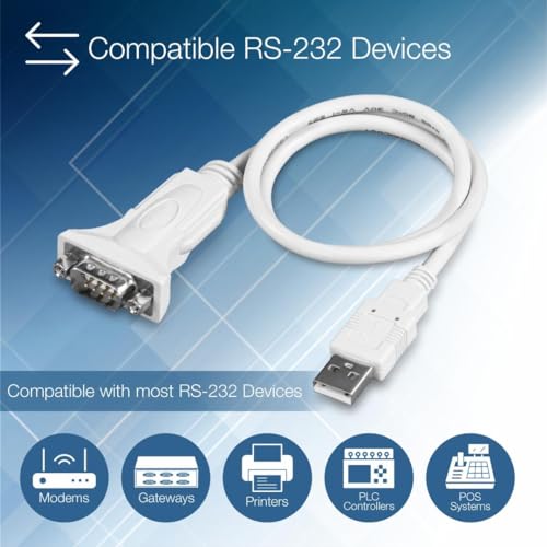 Image of TRENDnet USB to Serial 9-Pin Converter Cable, TU-S9, USB to RS232 Serial Adapter, Supports Windows & Mac, 64cm (25 in.) Cable Length, NDAA Compliant, Plug & Play, White
