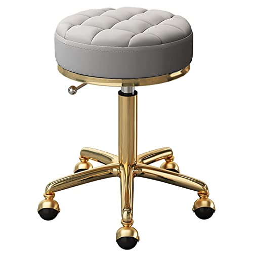 Taburete ajustable con ruedas giratorias de 360°, capacidad de 370 libras, altura de 17.7 a 22.8 pulgadas, perfecto para profesionales de belleza y tatuajes de pestañas de salón de belleza