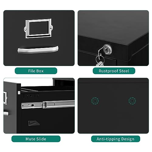 Lockable Vertical File Cabinet with 3 Drawers for Home Office - Image 6