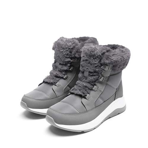 DREAM PAIRS Women's Winter Snow Boots, Faux Fur Waterproof Ankle Booties, Zaylee Ladies Comfortable Short Boots Outdoor,Size 9,Dark Grey,SDSB2208W