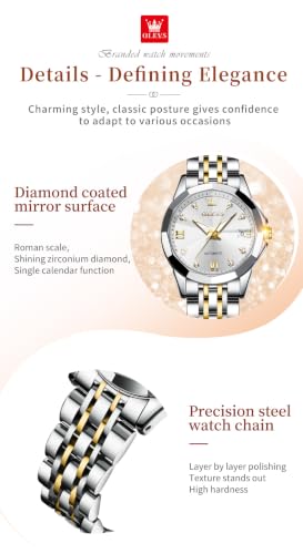 Image of OLEVS Womens Watches Automatic Luxury Dress Ladies Watch Ceramic Strap Rose Gold Self Winding Female Wrist Watch