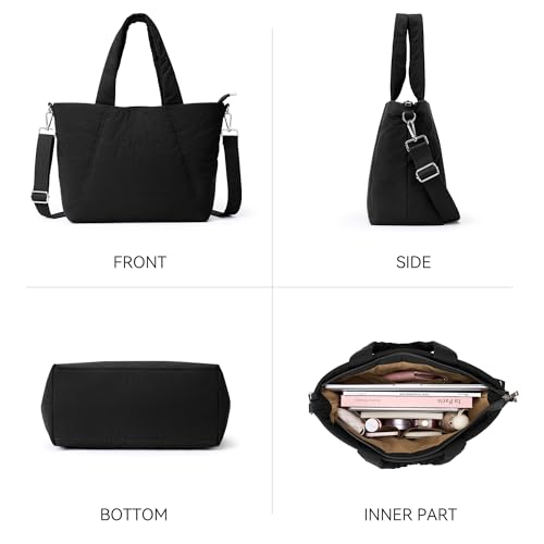 Image of KALIDI Quilted Carryall Tote Bag, Large Puffer Crossbody Women Handbags Shoulder Soft Fluffy Lightweight Travel