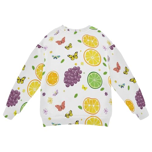 JUNZAN Cartoon Oregon Grape Fruit White Big Girls Hooded Sweatshirt Long Sleeve Kids Pullover Hoodie Sports 4T2