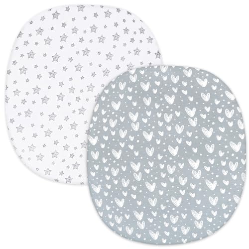 Image of Bassinet Fitted Sheets Compatible with Graco Pack 'n-Play Dome LX Bassinet(not playard), 2 Pack, 100% Jersey Knit Cotton Sheets, Gray Print for Baby