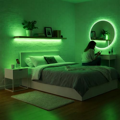 Image of Green Neon LED Strip Light 5 Meter with Adapter | Flexible IP65 Waterproof Silicone Rope Light for Indoor and Outdoor Bedroom, Ceiling, Gaming Room, Party Decoration