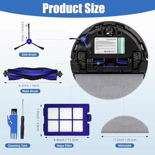 Image of 20Pcs X8 Replacement Parts for Eufy RoboVac X8 /X8 Hybrid - 2 Roller Brushes, 8 Side Brushes, 6 HEPA Filters, 2 Mop pads, 1 Cleaning Brush & 1 Screwdriver - Not for X8 Pro