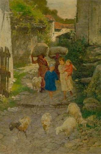 Affiche Toile Rue de village Segantini deco murale chambre pour une ambiance sereine