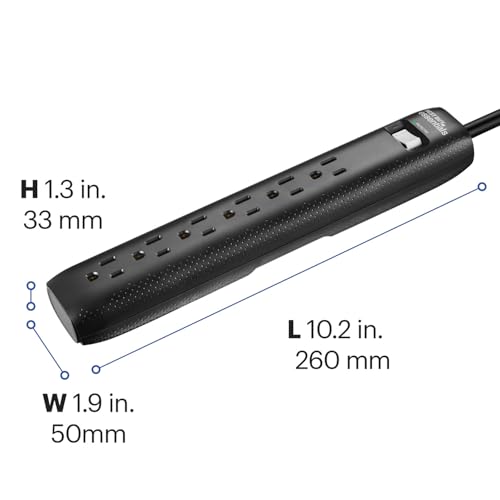 Image of Best Buy essentials Phone & Mobile Device Charging Accessories - Lightning & USB-C Options, Charging Cords, Hubs & Power Accessories (6 Outlet Strip, 2 ft)