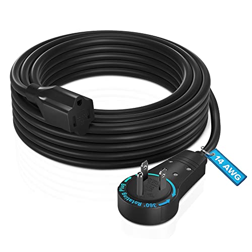 Maximm Extension Cord 15 Feet &ndash; 360&deg; Rotating Flat Plug, 3-Prong Grounded Power Cable &ndash; UL...