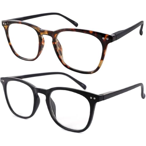 JiSoo Womens Reading Glasses 1.0, Trendy Readers Glasses Women, Lightweight Ladies Magnifying Glasses for Reading Tortoise+ Black