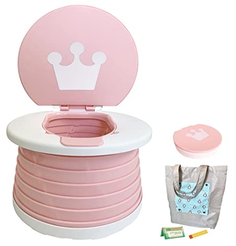 Portable Potty for Toddler Travel Potty Seat for Toddler, Portable Toilet for Kids Travel Potty for Toddler, Travel Toddler Potty Liners, Bag (Pink)