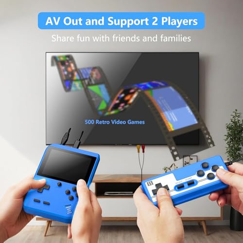 Handheld Game Console,Portable Gaming System with 400+ Classic Games,3.0" LCD Screen,Retro Game Console Support TV Connection & 2 Players for Kids Adults(Blue) - Image 3
