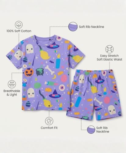 Image of ANTHRILO Sleepwear Shorts Set for Girls| Material: 100% Pure Cotton | Fabric: Skin-Friendly, ensuring a Soft Touch on Delicate Skin| Fit: Regular |Age Range: Suitable for Girls Aged 0-14 Years