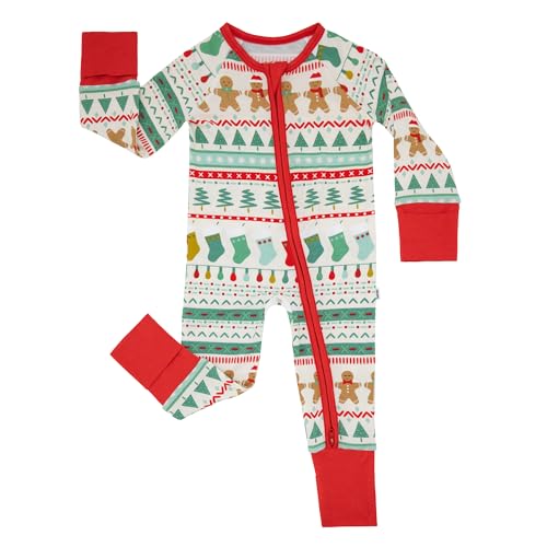 Little Sleepies Christmas Pajamas for Baby Boys & Girls, Viscose from Bamboo Newborn Pajamas, Family Matching Christmas PJs, Fair Isle, 3-6 months
