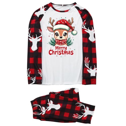 Christmas Pajamas for Family Funny Casual Long Sleeve Tops and Pants Fashion Graphic Print Holiday Xmas Pjs Sets