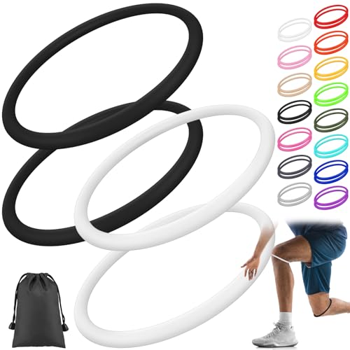 Image of Foilswirl Silicone Patella Knee Band for Basketball Patella Tendon Support Knee Pain Running Tendon Brace Support Strap(4,Black and White,XL)