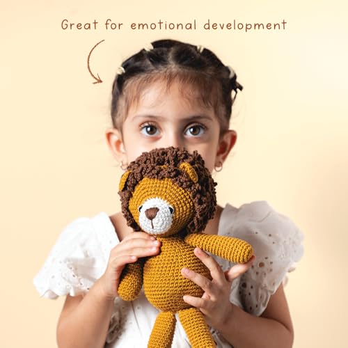 Image of Newborn Gift Set | Crochet Toy, Rattle, Neem Wood Teether & Muslin Swaddle Combo | Gifting Toy for Babies | 100% Muslin swaddlecloth | 3 Months+ (SIMHA Toy & Rattle & Teether with Swaddle)