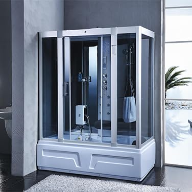 PureHaven 2in1 Whirlpool und Dampfdusche 150x90 cm mit Tropenbrause Multimediasystem Sitzfläche Massagefunktion...