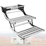 Escalón eléctrico para caravana, escalera telescópica de entrada plegable de aleación de aluminio con iluminación LED para caravanas, caravanas y autocaravanas