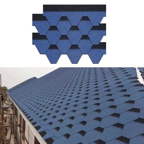 Tejas Asfálticas Autoadhesivas para Techos, Tejas Multicapa Impermeables. Tejas Asfálticas Resistentes a la Intemperie, Inclinadas de 0 a 90°. Renovación de Techos y Balcones.(B,21pcs)