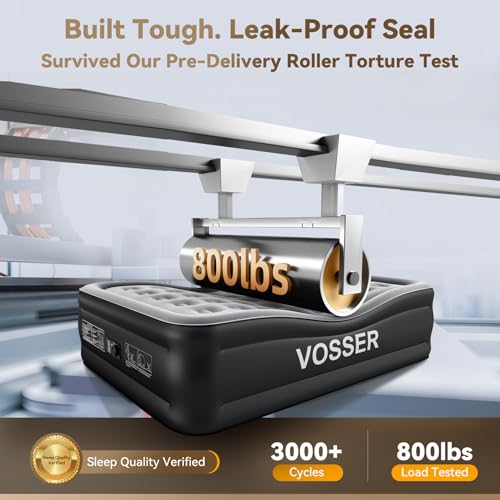 Image of VOSSER Queen Air Mattress with Built in Pump,18'' Raised Self Inflatable Mattress,Blow Up Mattress in 3 Mins,Puncture-Resistant Airbed for Floor&Home,Queen Size Air Matress for Adults,660lb Max,Black