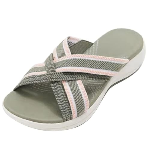 Sandals with Arch Support for Woman Walking Comfort Ergonomic Slides Sandals Orthopedic Comfortable Ortho Comfort Orthotic Open Toe Fishmouth Slippers Sports Lightweight Breathable Flip Flops