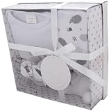 Set de regalo para recién nacidos con mono, babero, peluche y calcetines en una caja de regalo 0-3 meses. blanco blanco Talla:0-3 Meses