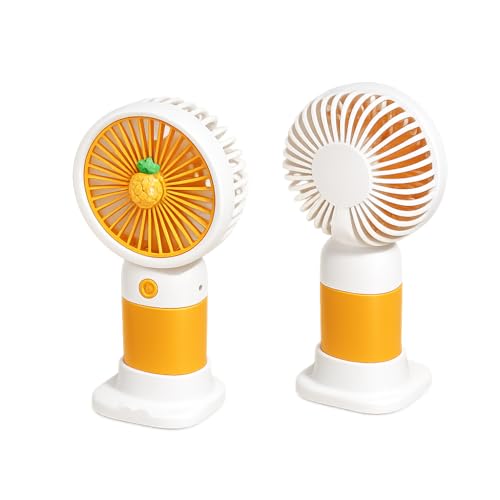 Rangoli Portable USB Rechargeable Hand Fan – Lightweight & Stylish Multicolour Mini Fan for Indoor & Outdoor Use, 3-Speed Adjustable, Desk & Travel Friendly – Battery Operated (Orange)