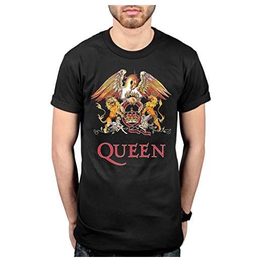 Queen Classic Crest Camiseta, Schwarz/Schwarz, L para Hombre