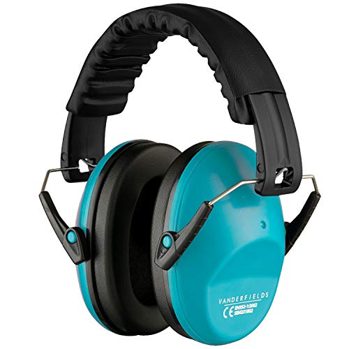Vanderfields Earmuffs for Kids - Hearing Protection Muffs for Children Small Adults Women - Foldable Design Ear Defenders Protector with Adjustable Padded Headband for Optimal Noise Reduction - Blue