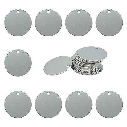 StayMax 1.5 Inch Round Metal Engraving Blanks Stamping Blanks Stainless Steel Blank Tags 50 Pack