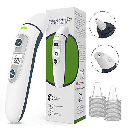 Ear Forehead Thermometer, Medical Digital Infrared Thermometer with Fever Alarm and Memory Function