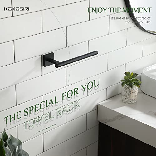 Image of KOKOSIRI Towel Bar Matte Black Bathroom Hardware Hand Towel Rails Wall Mounted Kitchen Toilet Cabinet Paper Holder 2 Pack, Stainless Steel B3008BK-P2