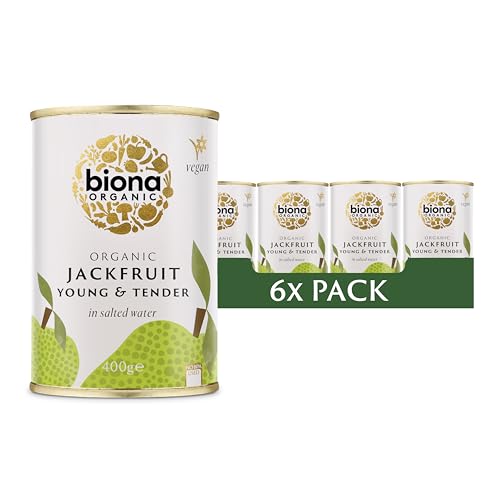 Biona Organic Jackfruit in Salted Water 400g (Pack of 6) - Vegan Meat Substitute Certified Organic Perfect for Tacos Burgers & Stews