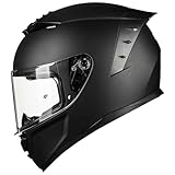 ILM Motorcycle Helmets Full Face for Men Women Cascos para Motos Powersports Motorbike Street Racing DOT Model MF566(Matte Black,L)