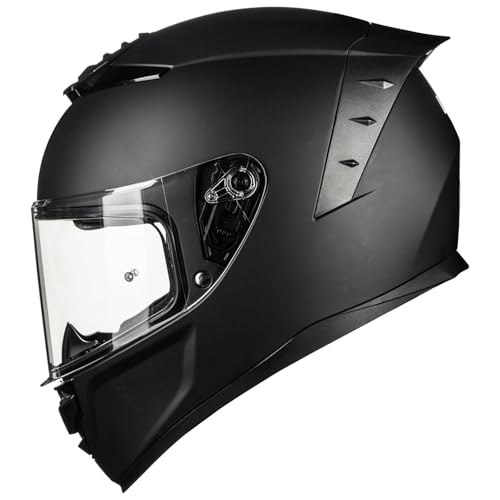 ILM Motorcycle Helmets Full Face for Men Women Cascos para Motos Powersports Motorbike Street Racing DOT Model MF566(Matte Black,L)