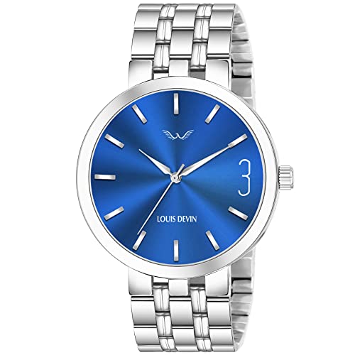 Image of LOUIS DEVIN Men's Analog Wrist Watch with Stainless Steel Chain