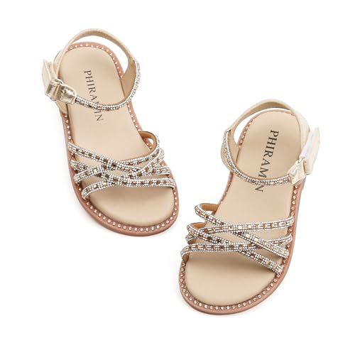 Image of PHIRAMIN Toddler Flower Girl Sandals - Girl Dress Shoes Toddler Little Kid Wedding Party