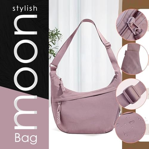 Image of Lyrovo Travel Crossbody Crescent Bags for Women Over Shoulder Purse with Zipper Half Moon Sling Bag & Waist Bag Unisex Chest Bag